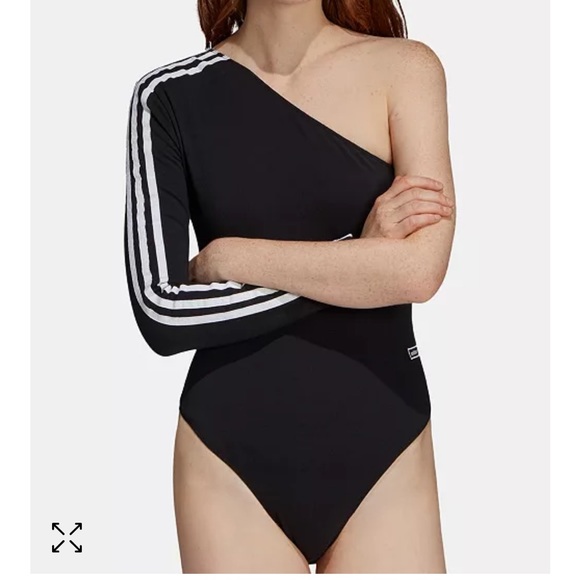 adidas Tops - Adidas Originals Black & White One Sleeve Assymetrical Bodysuit DU7253 Large
